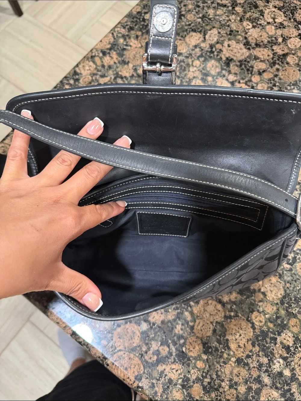 Coach Y2K black Hamptons Flap Baguette bag